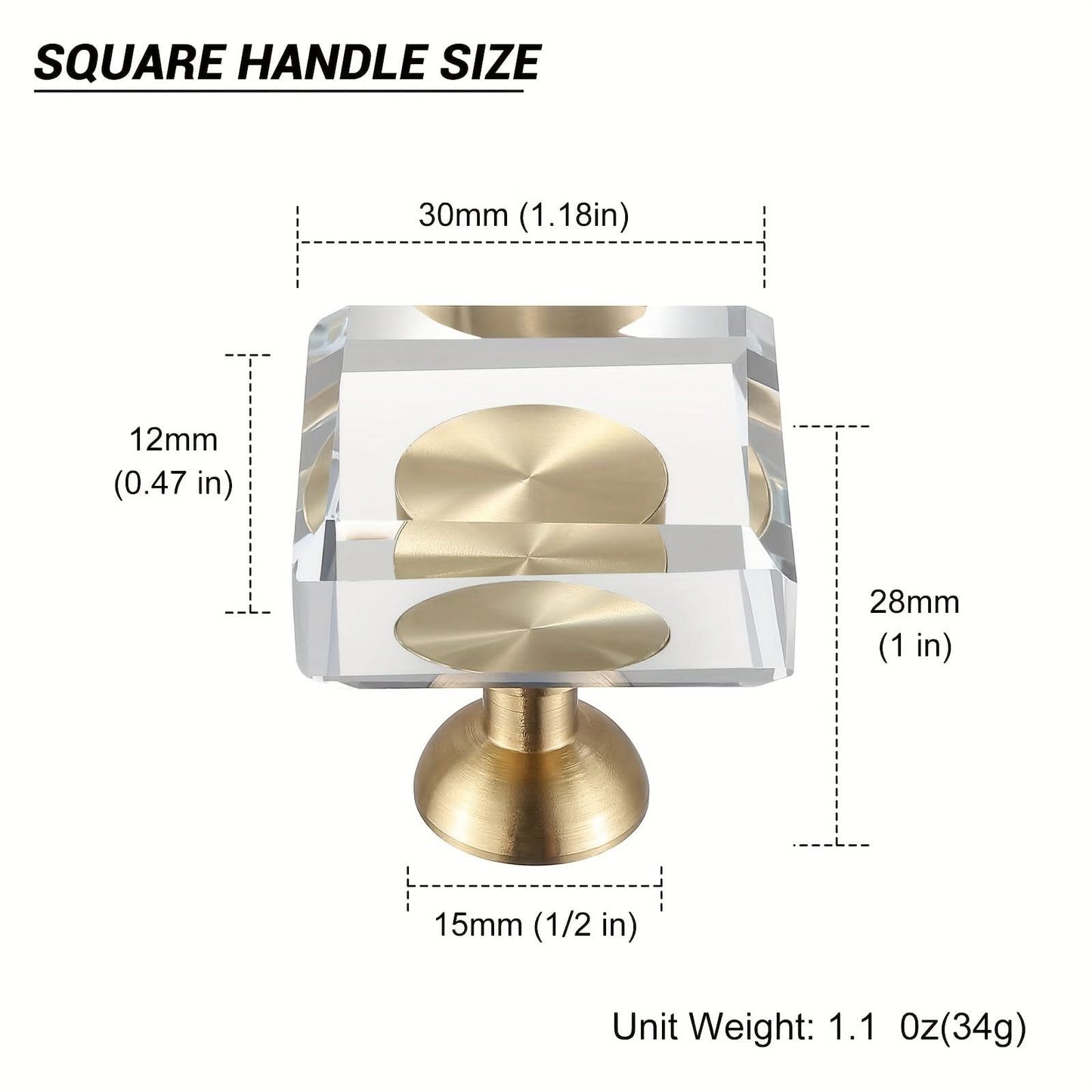 10-Pack Brass Crystal Drawer Pulls – Golden Glass Cabinet Knobs