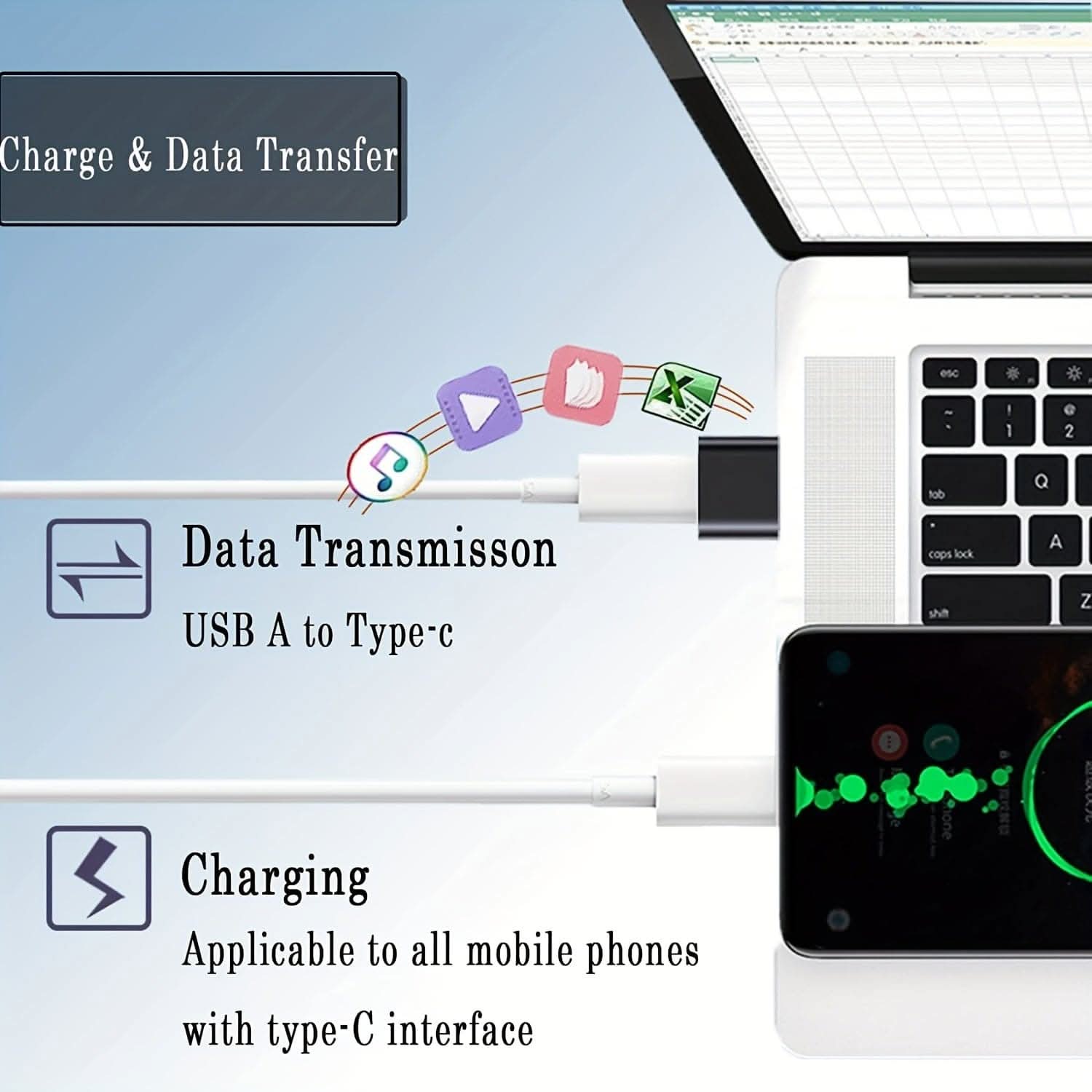 4pcs USB to USB-C Adapter