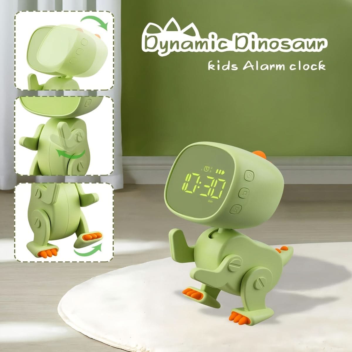 Dynamic Dinosaur Alarm Clock – USB Rechargeable