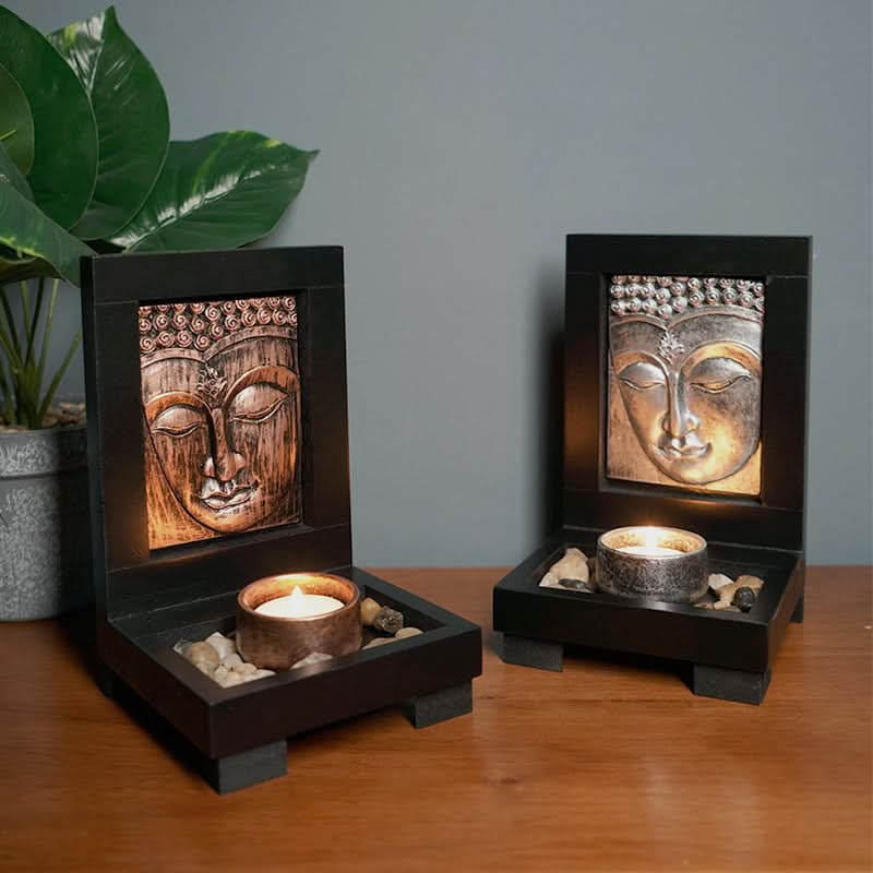 Buddha Candlestick - Resin Zen Home Decor