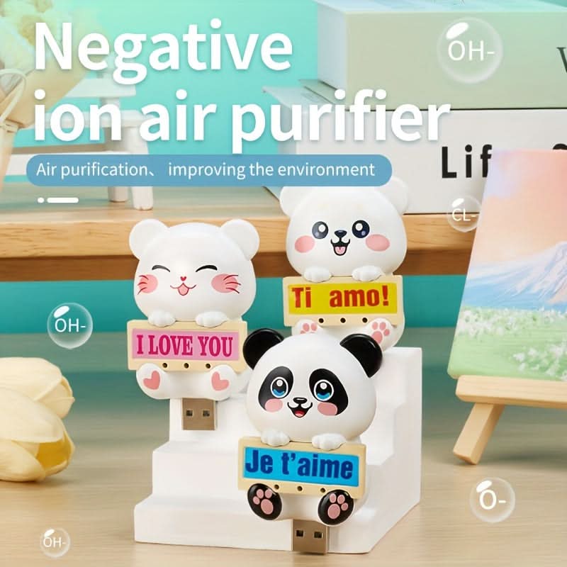 Cute Animal USB Car Air Purifier – Negative Ion Odor Eliminator