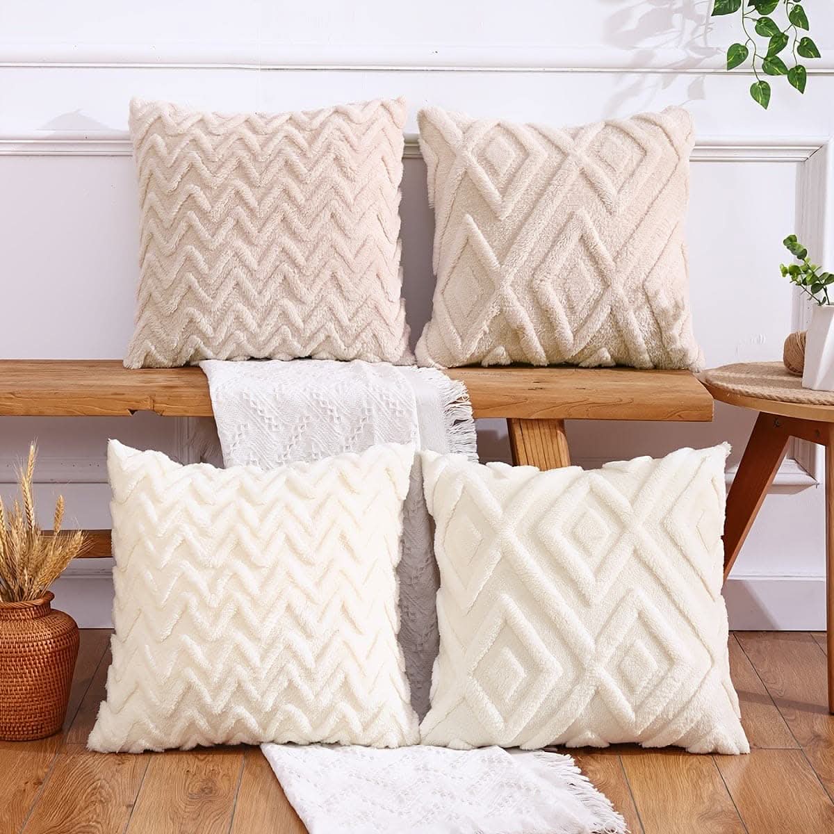2-Piece Contemporary Knit Geometric Throw Pillow Covers