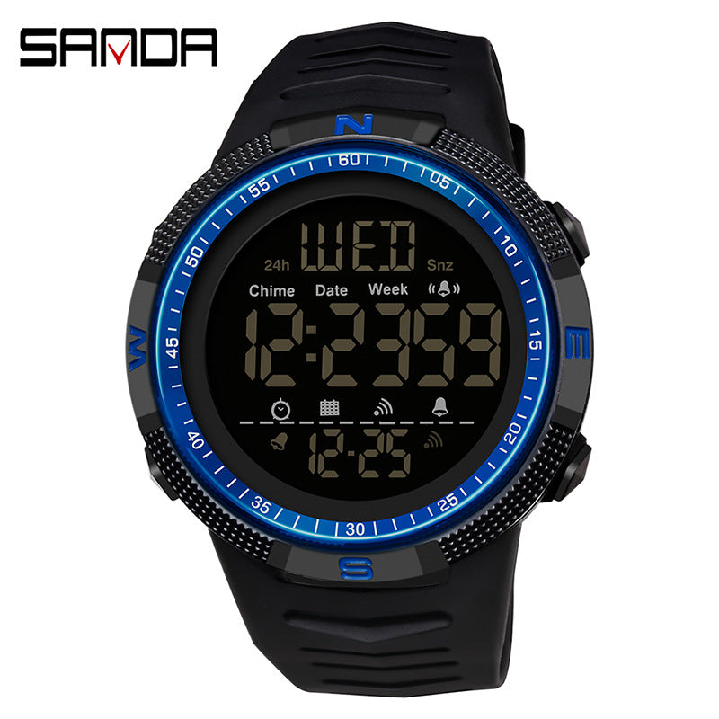 Sanda Digital Watch for Students – Waterproof Luminous Alarm Sports Watch