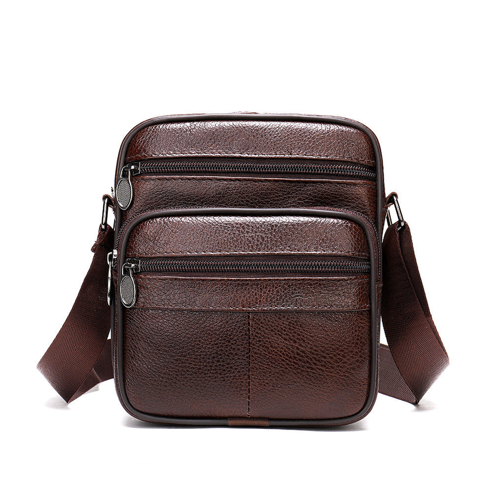 Men’s Leather Crossbody Bag – Retro Waterproof Messenger Bag for Daily Use