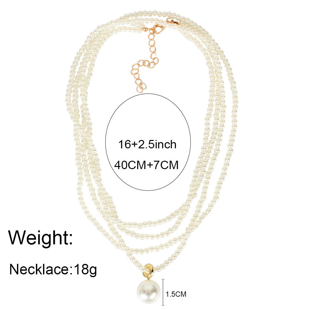 Vintage Multi-Layer Pearl Necklace – Retro Snake Chain Statement Jewelry for Women