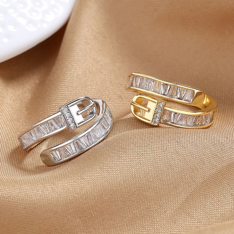 Creative Belt Buckle Zirconia Ring