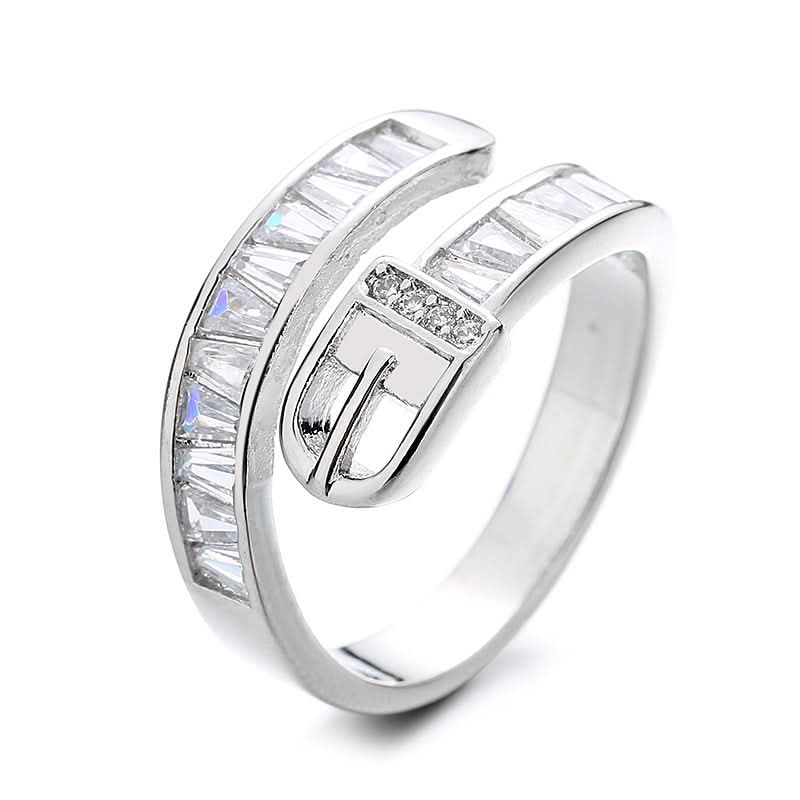 Creative Belt Buckle Zirconia Ring