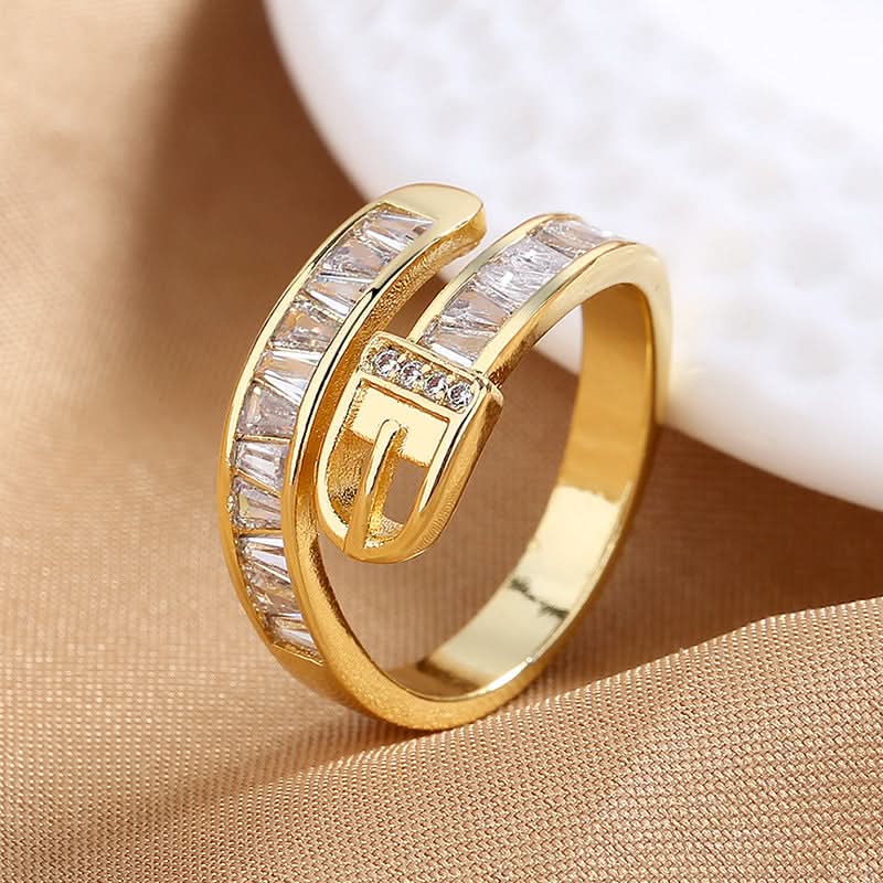 Creative Belt Buckle Zirconia Ring