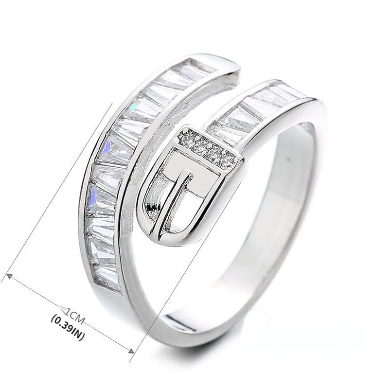 Creative Belt Buckle Zirconia Ring