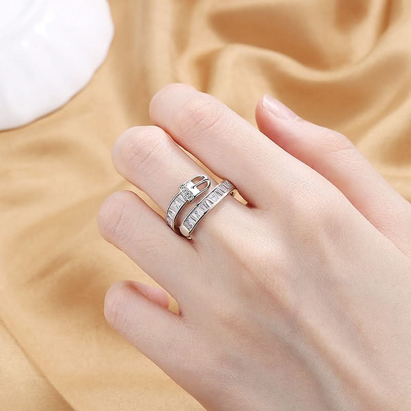 Creative Belt Buckle Zirconia Ring