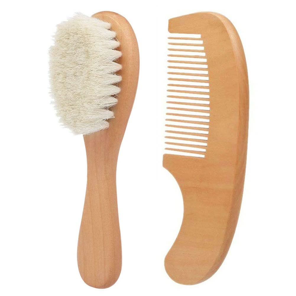 Soft Wooden Baby Hair Brush and Comb Set