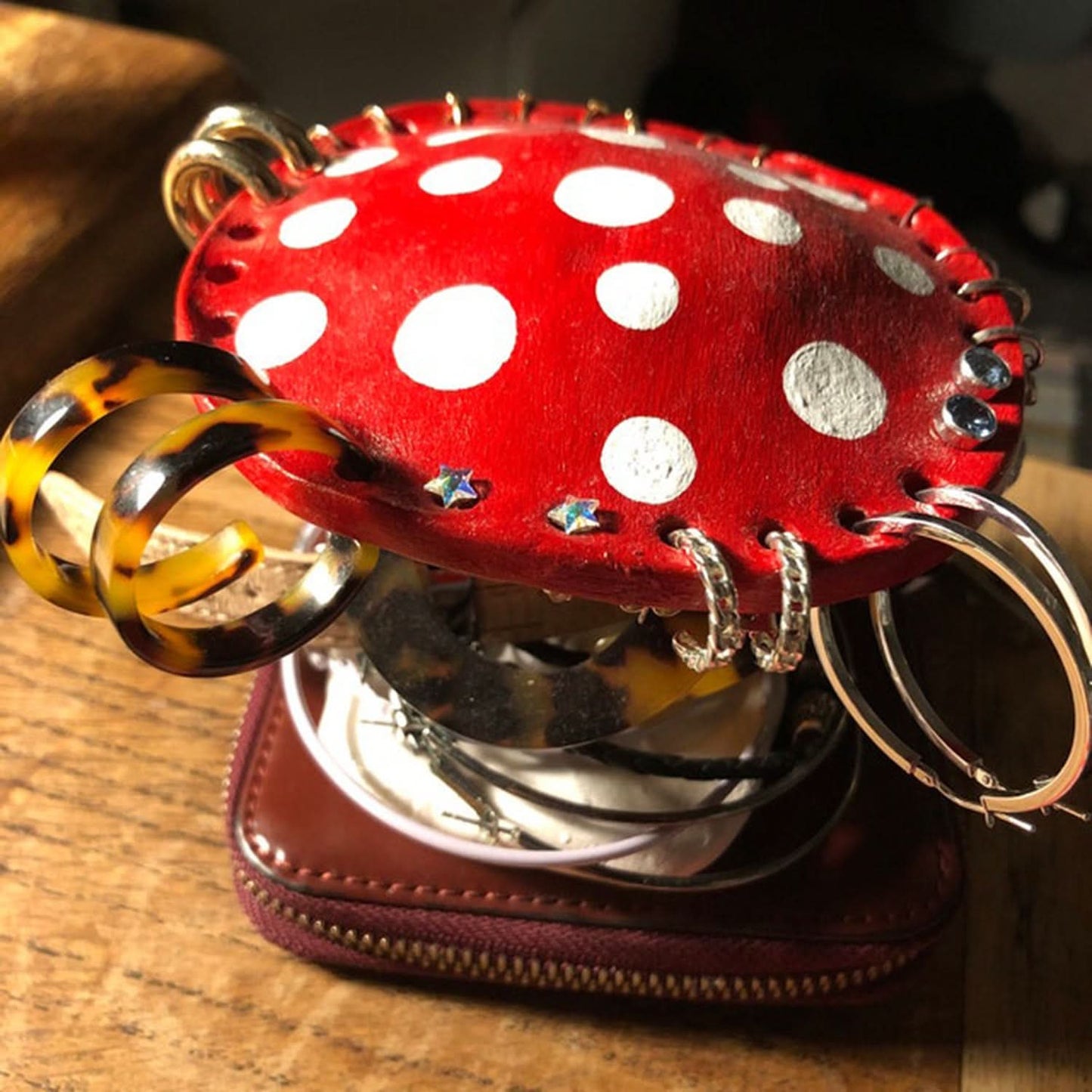 Whimsical Red Mushroom Earring Holder Stand