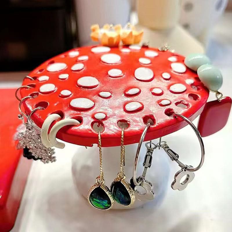 Whimsical Red Mushroom Earring Holder Stand