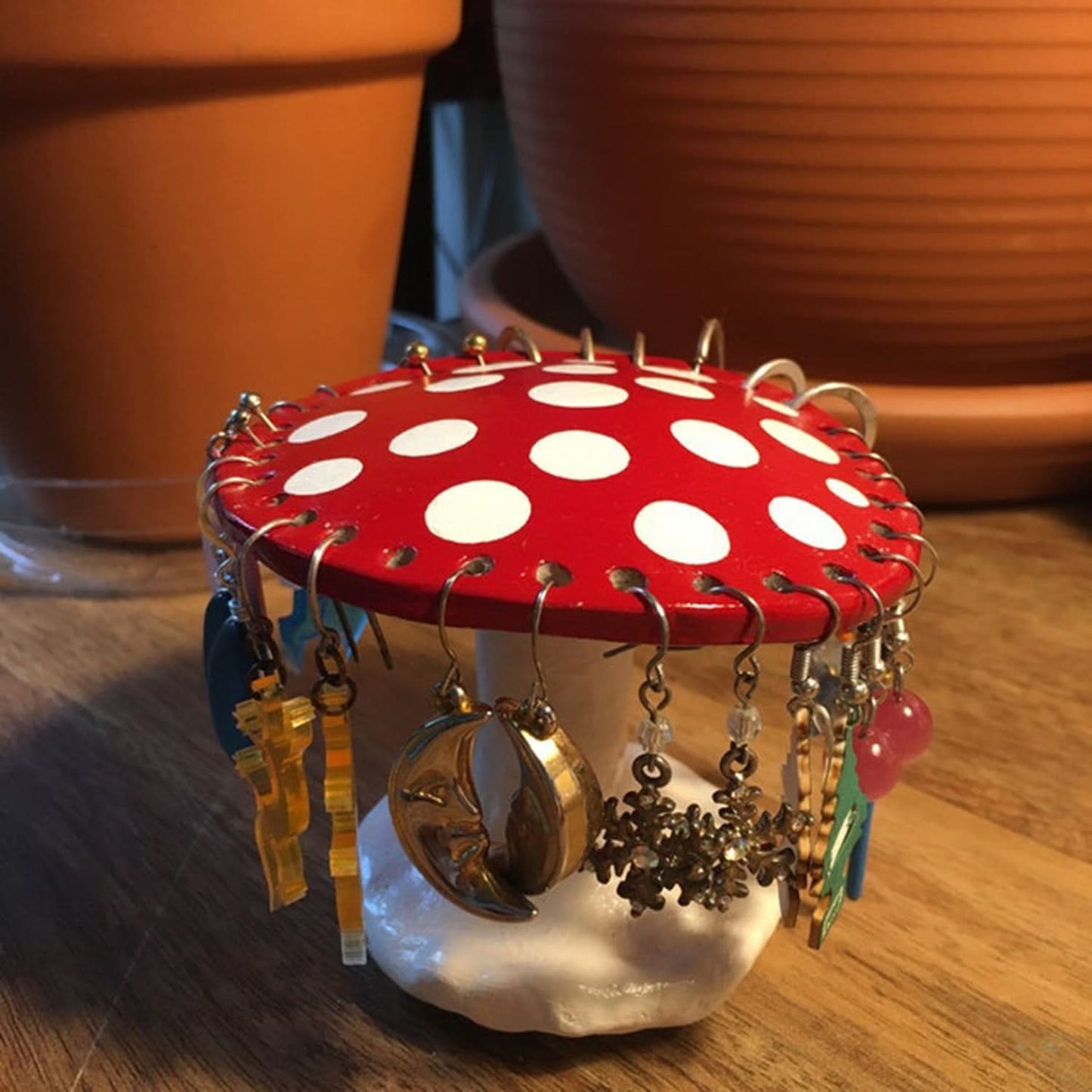 Whimsical Red Mushroom Earring Holder Stand