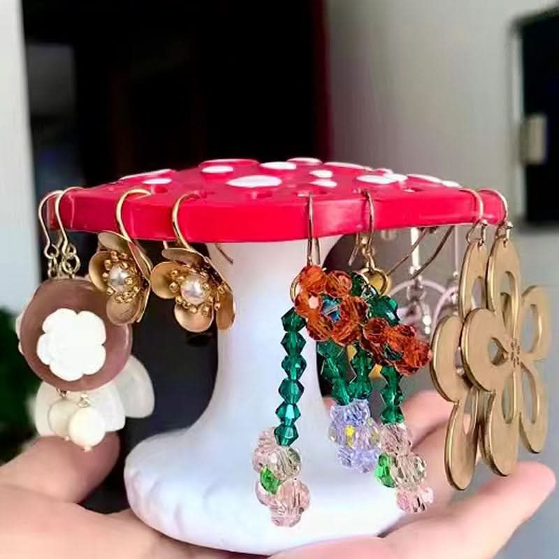 Whimsical Red Mushroom Earring Holder Stand