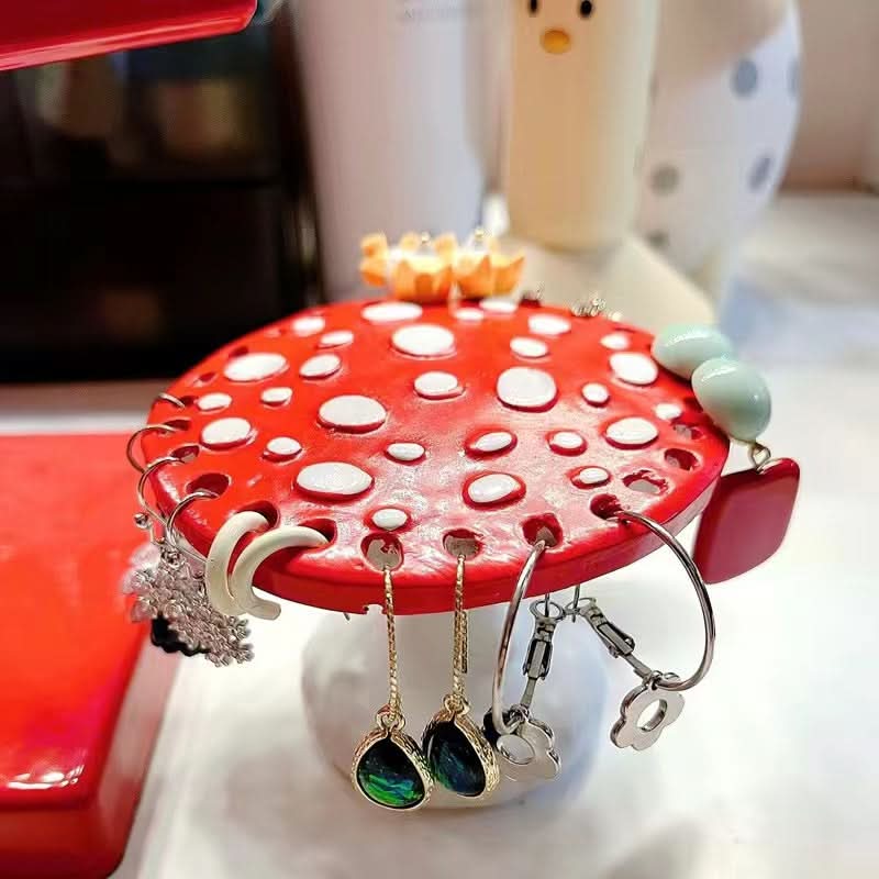 Whimsical Red Mushroom Earring Holder Stand