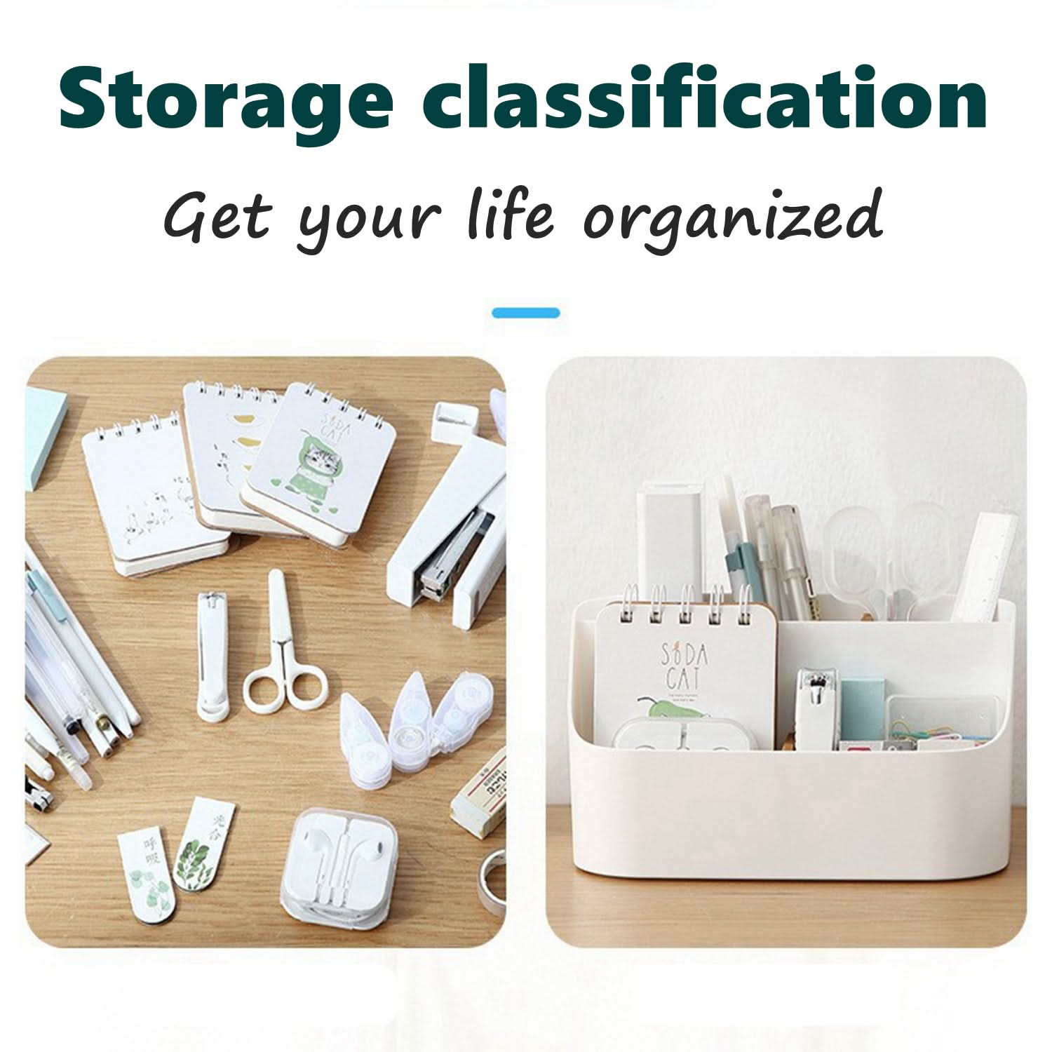 Desktop Organizer Storage Box - Ivory