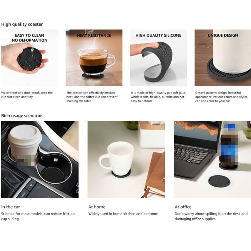 2PCS Silicone Car Cup Holder Coasters Set