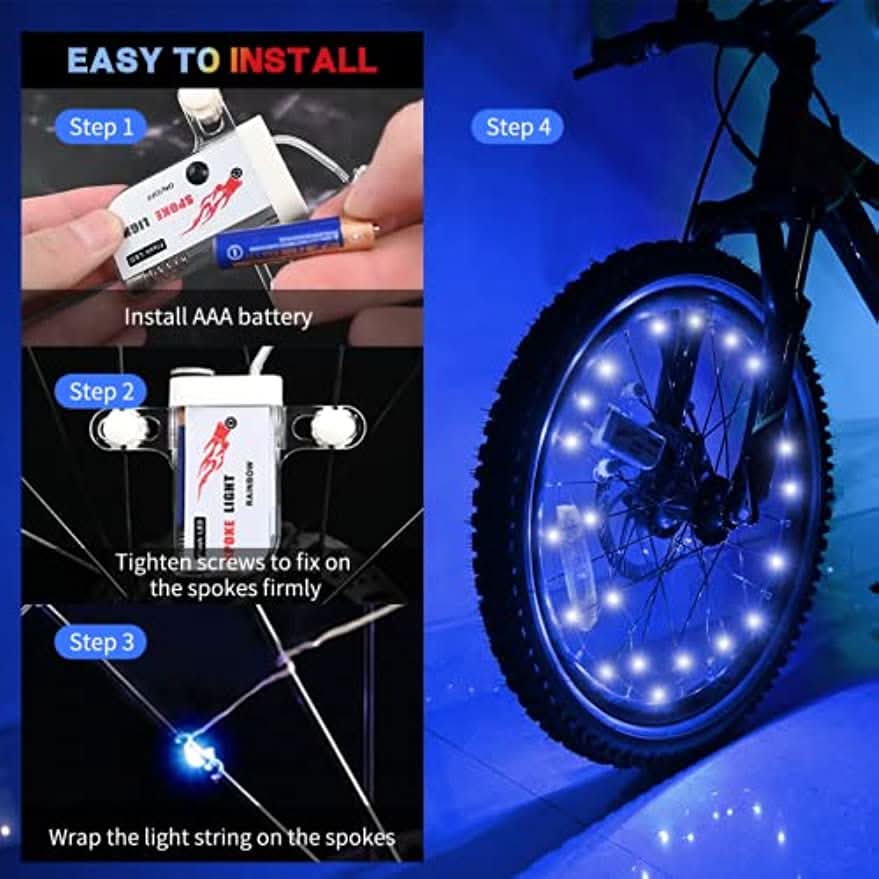 Battery-Powered LED Bike Spoke Lights – Night Visibility Safety