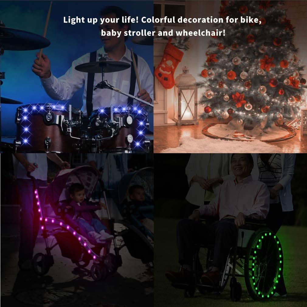 Battery-Powered LED Bike Spoke Lights – Night Visibility Safety