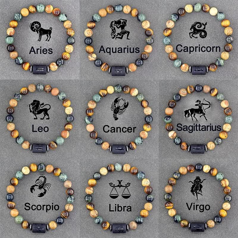 Boho Zodiac Sign Bracelet – Adjustable Birthstone Jewelry