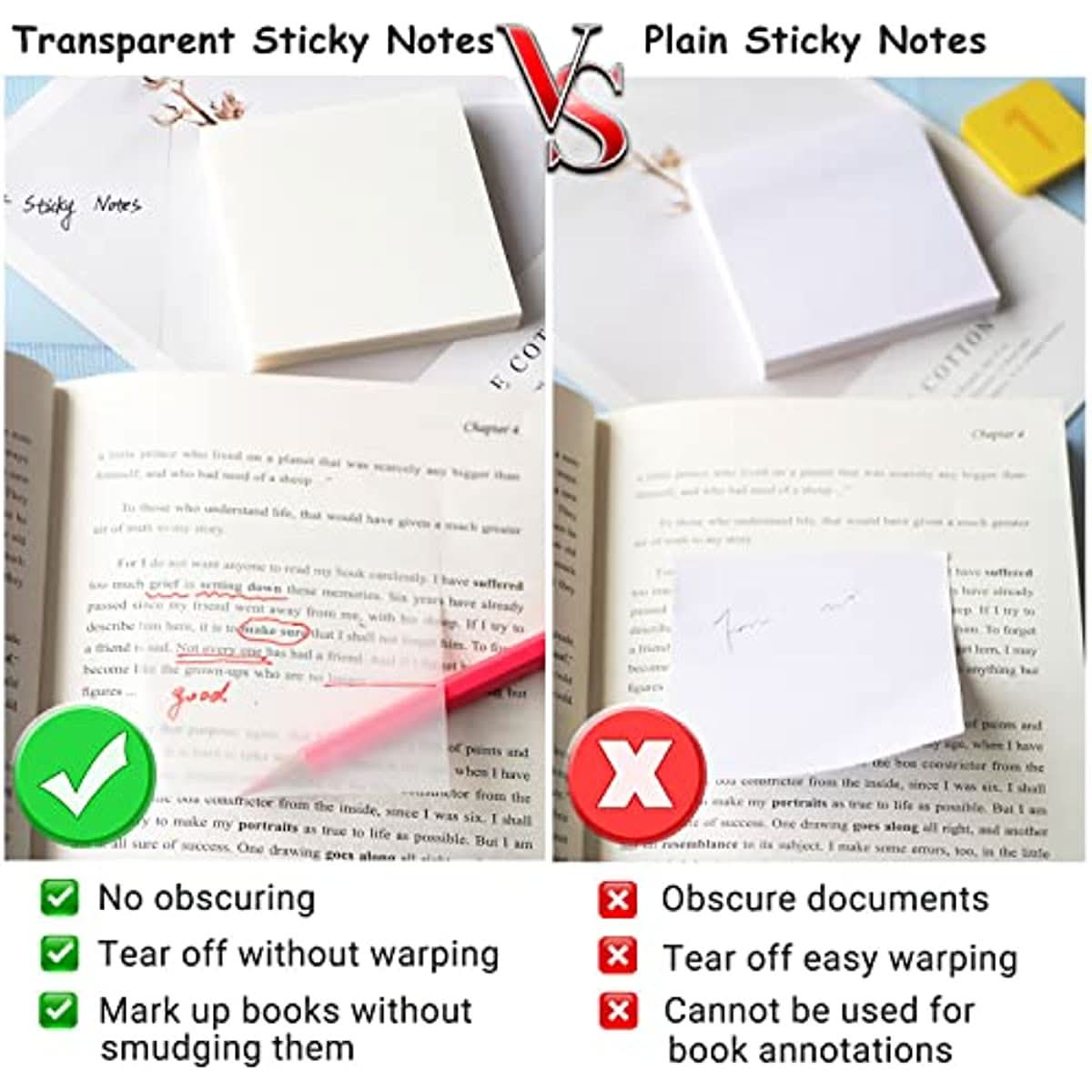 50-Sheet Clear Waterproof Sticky Notes – Memo Pads