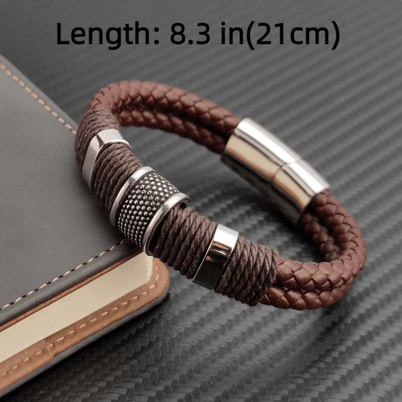 Vintage Brown Leather Bracelet – Multilayer Design