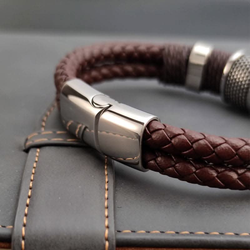Vintage Brown Leather Bracelet – Multilayer Design