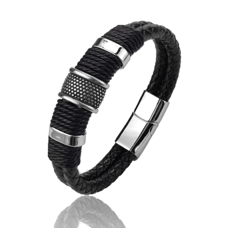 Vintage Brown Leather Bracelet – Multilayer Design