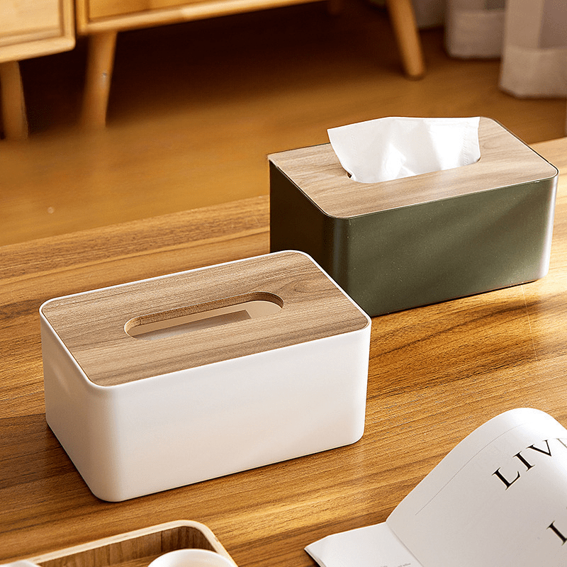 Wooden Tissue Box Holder for Home & Office