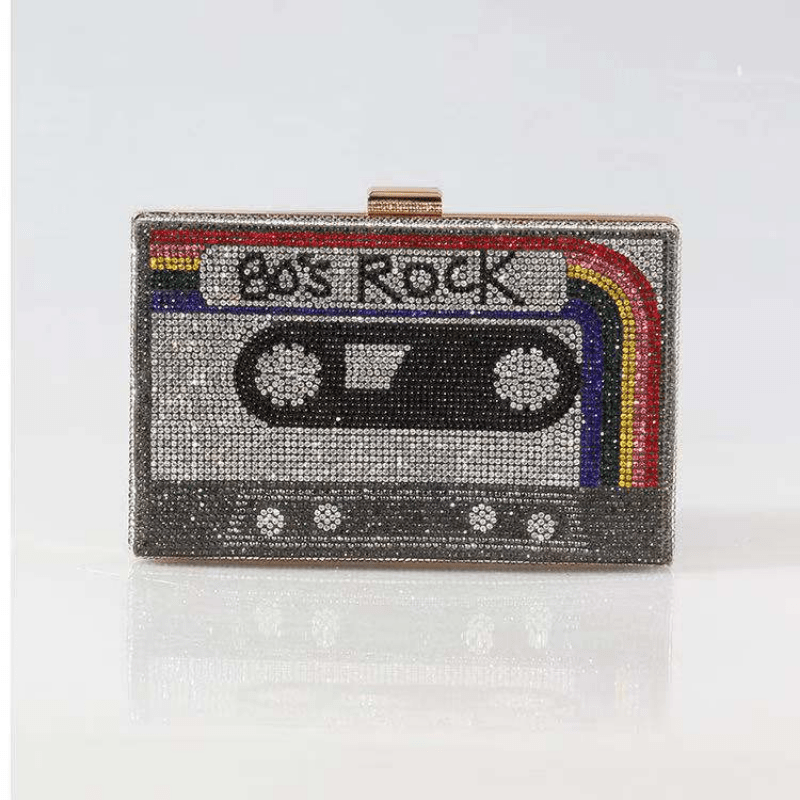 Rhinestone Tape Clutch with Kiss Lock Closure