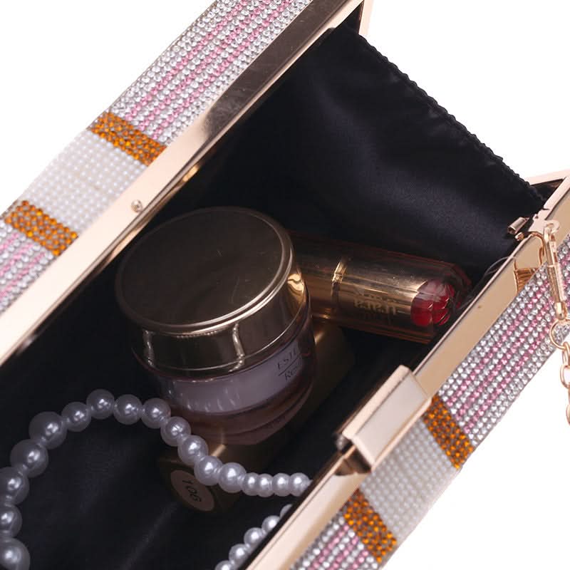 Rhinestone Tape Clutch with Kiss Lock Closure