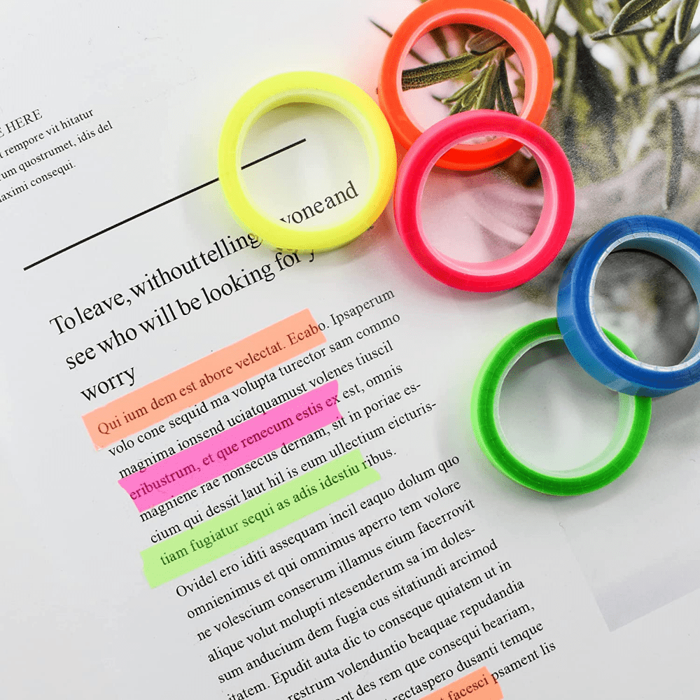 5 Rolls Vibrant Round Transparent Fluorescent Index Tabs – Organize in Style
