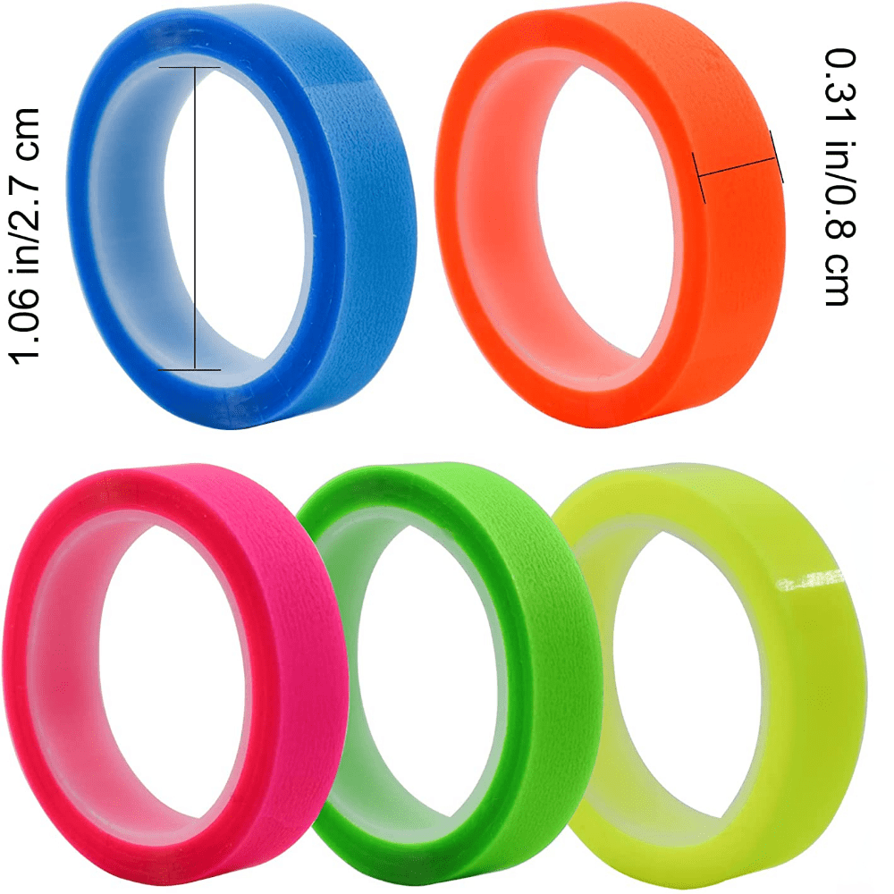 5 Rolls Vibrant Round Transparent Fluorescent Index Tabs – Organize in Style