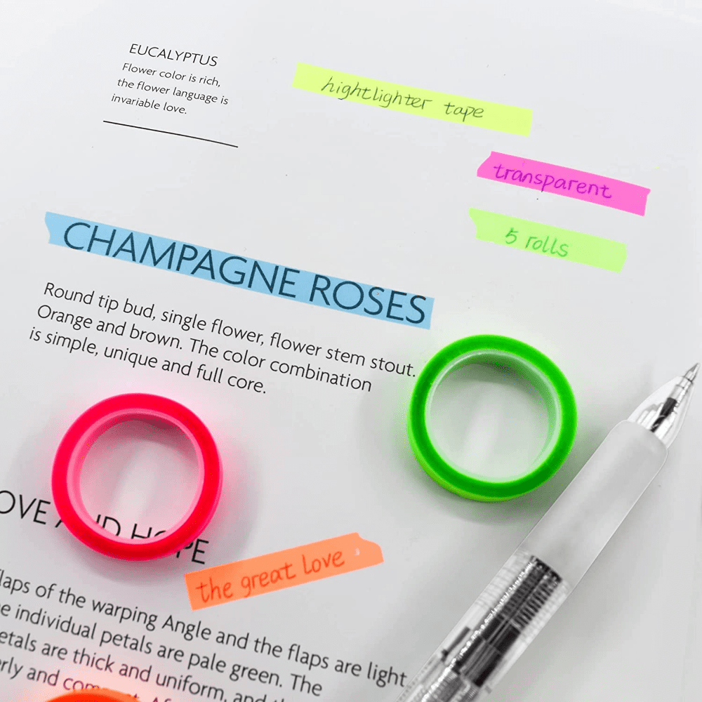5 Rolls Vibrant Round Transparent Fluorescent Index Tabs – Organize in Style