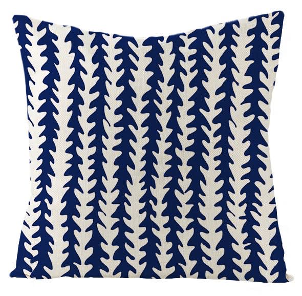 Blue Geometric Linen Pillow Cover (Set of 2)