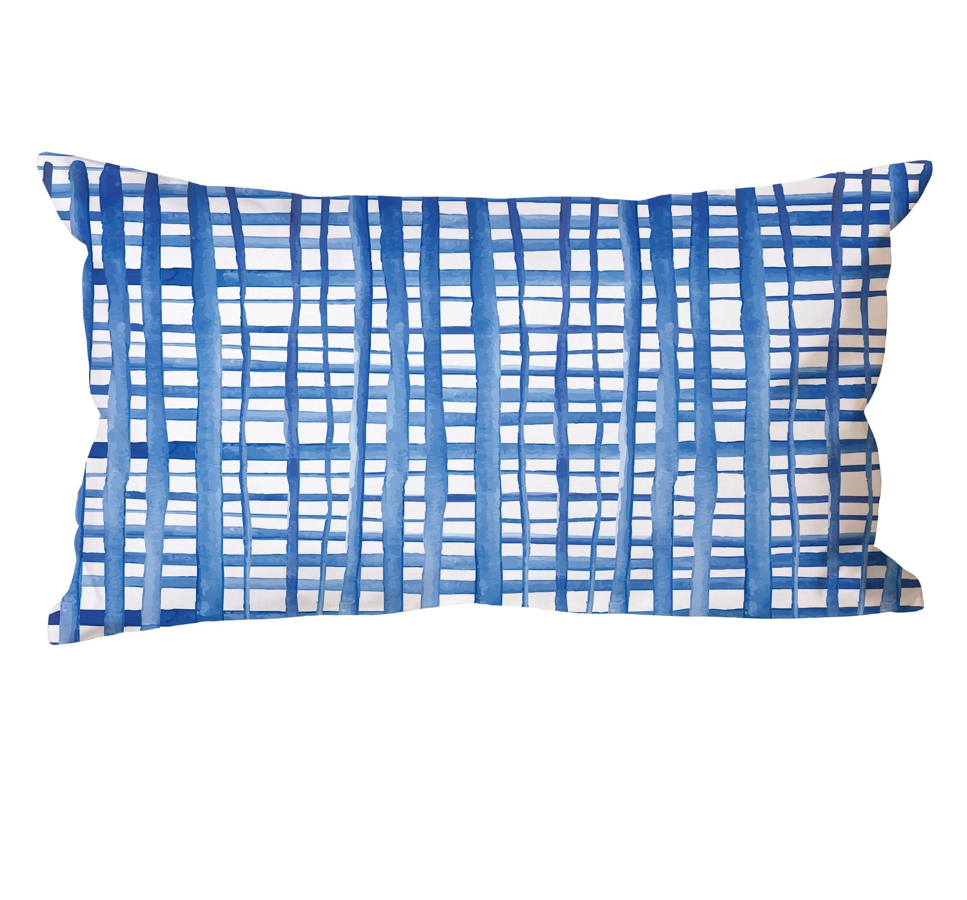 Blue Geometric Linen Pillow Cover (Set of 2)