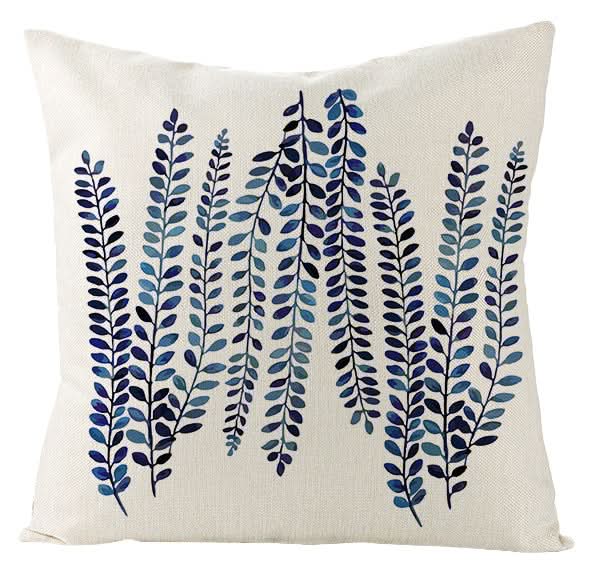 Blue Geometric Linen Pillow Cover (Set of 2)