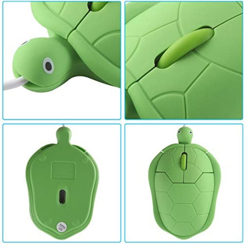 Cute Turtle-Shaped USB Wired Mouse - Green