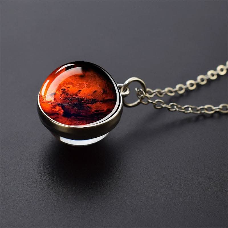 Solar System Glass Pendant Necklace - Celestial Jewelry