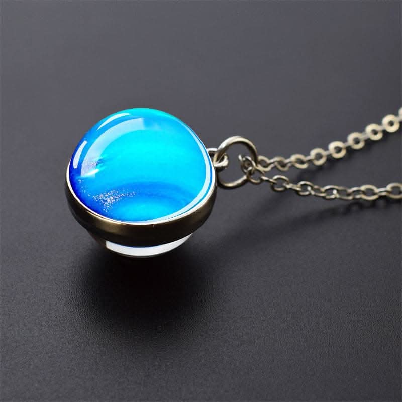 Solar System Glass Pendant Necklace - Celestial Jewelry