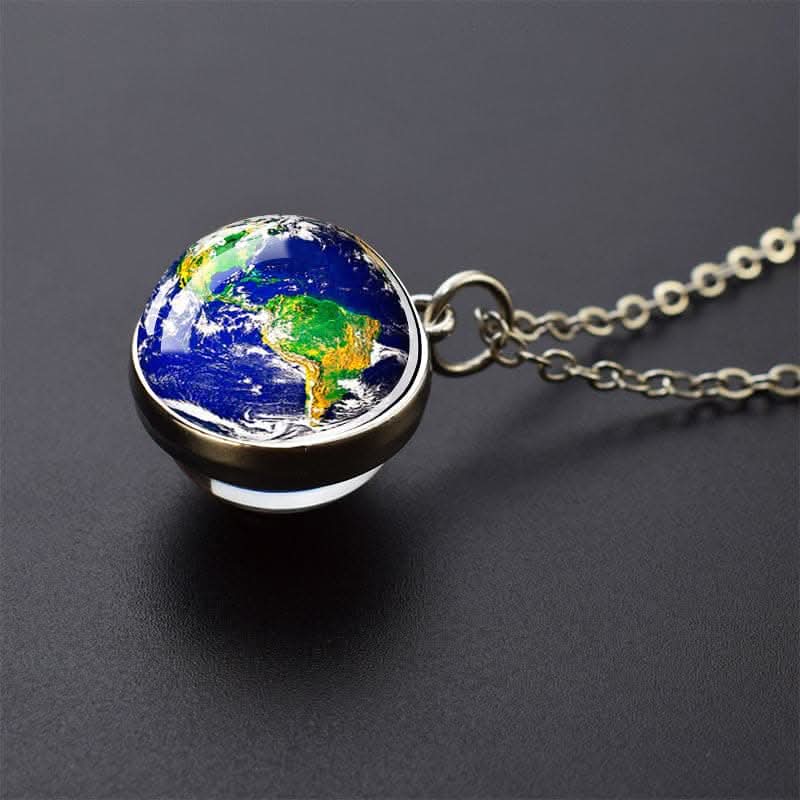 Solar System Glass Pendant Necklace - Celestial Jewelry