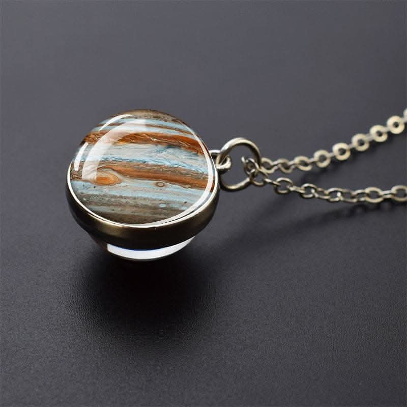 Solar System Glass Pendant Necklace - Celestial Jewelry