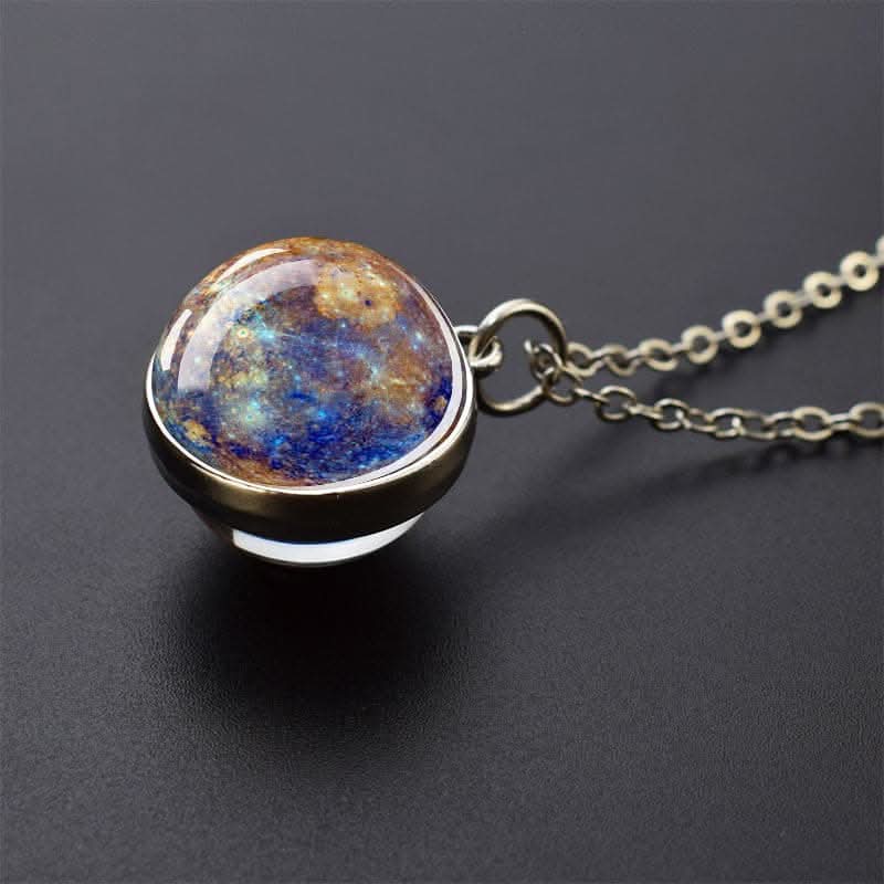 Solar System Glass Pendant Necklace - Celestial Jewelry