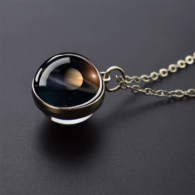 Solar System Glass Pendant Necklace - Celestial Jewelry