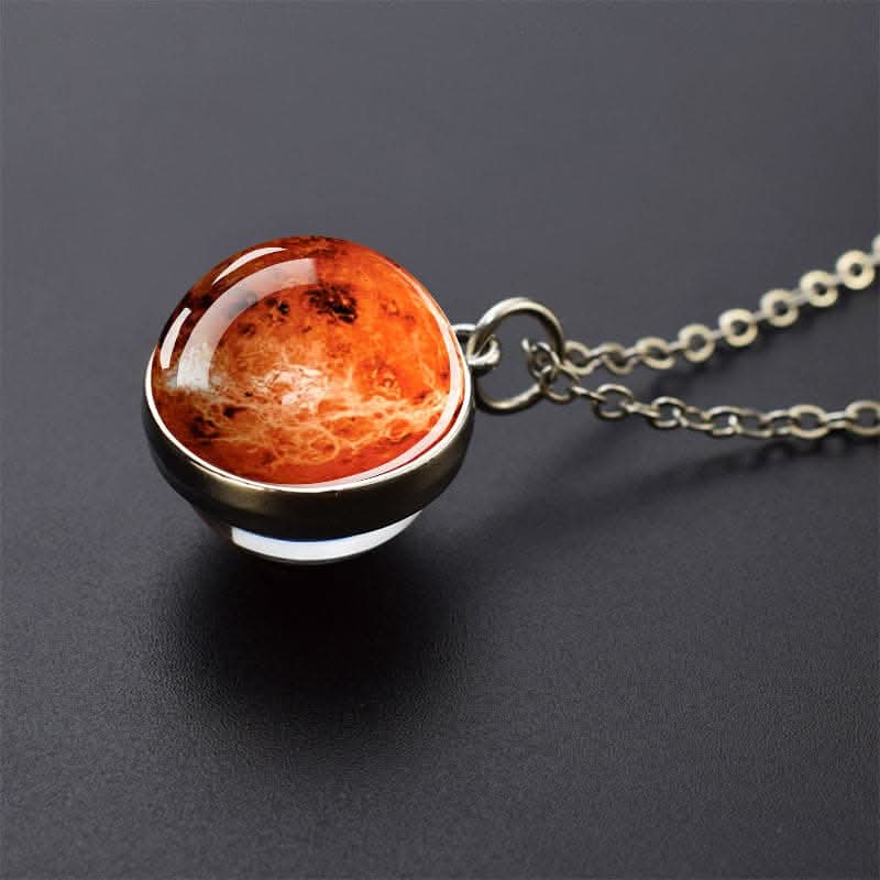 Solar System Glass Pendant Necklace - Celestial Jewelry