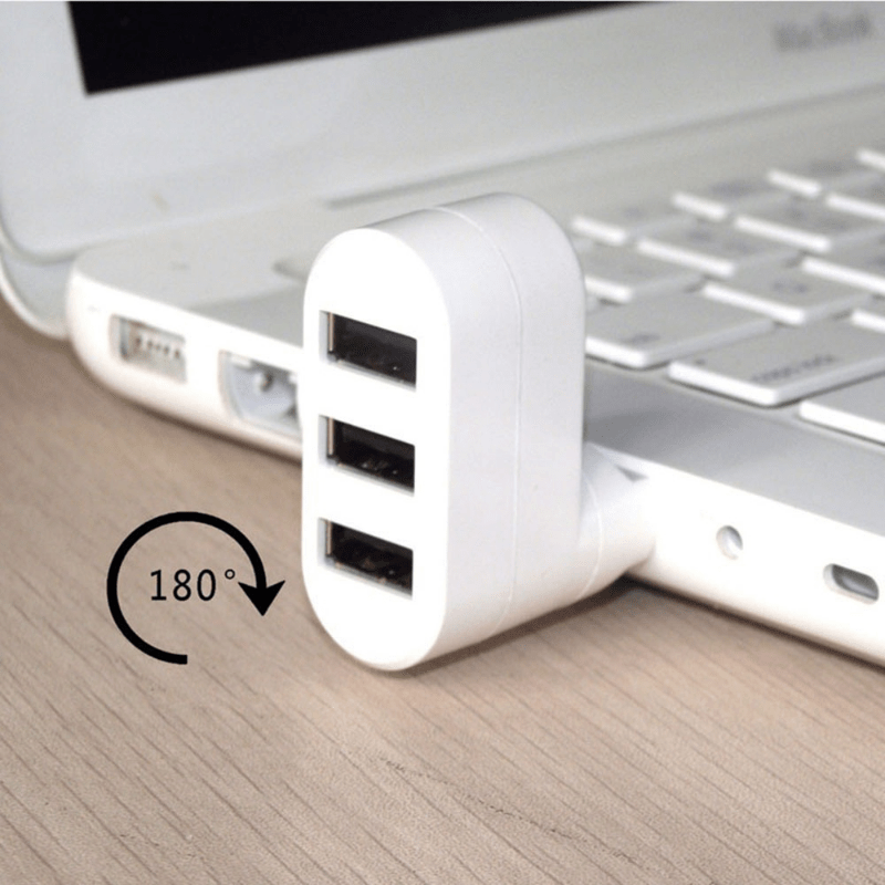 High-Quality 3-Port USB Hub – Mini Rotating Splitter for Laptop and PC