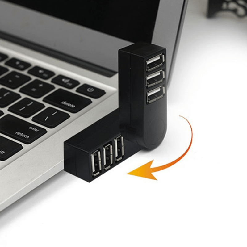 High-Quality 3-Port USB Hub – Mini Rotating Splitter for Laptop and PC