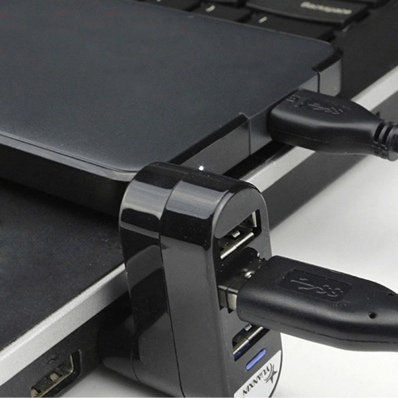 High-Quality 3-Port USB Hub – Mini Rotating Splitter for Laptop and PC