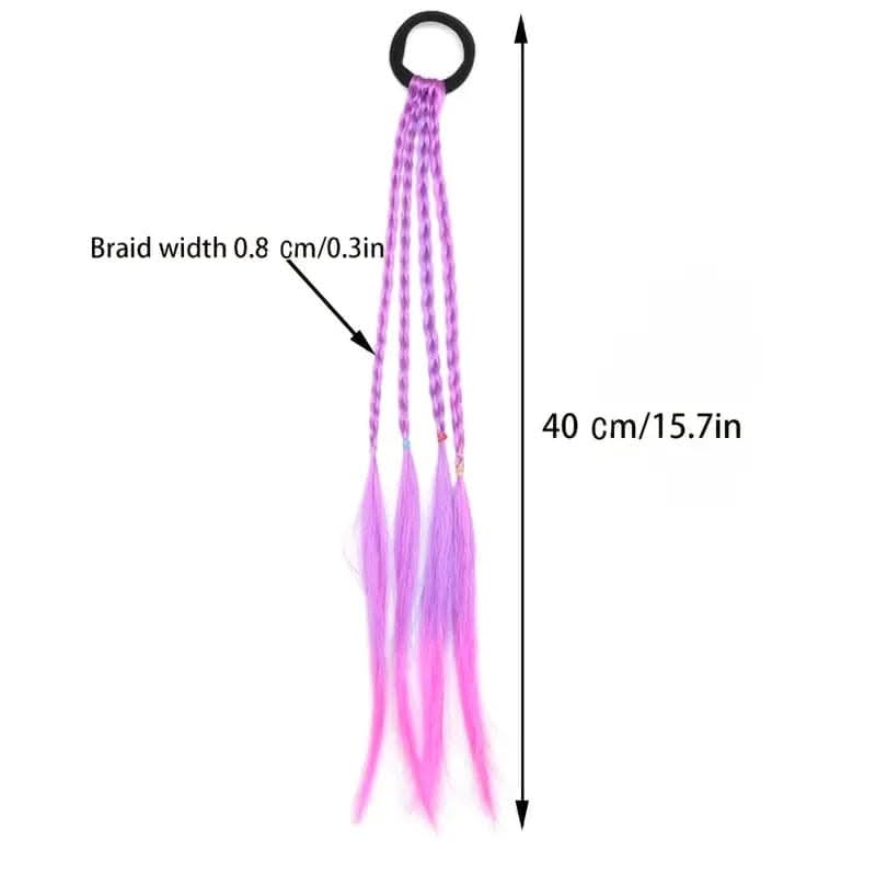 6pcs Colorful Braided Hair Extensions for Girls – Ponytail Headbands